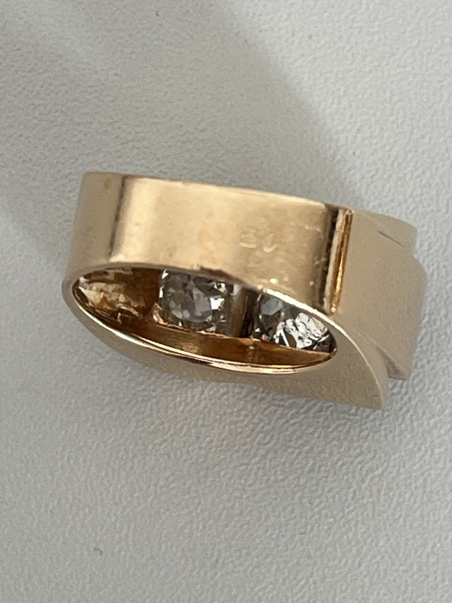 6757- Bague Tank Or Jaune Platine Diamants 1,70 ct-photo-3