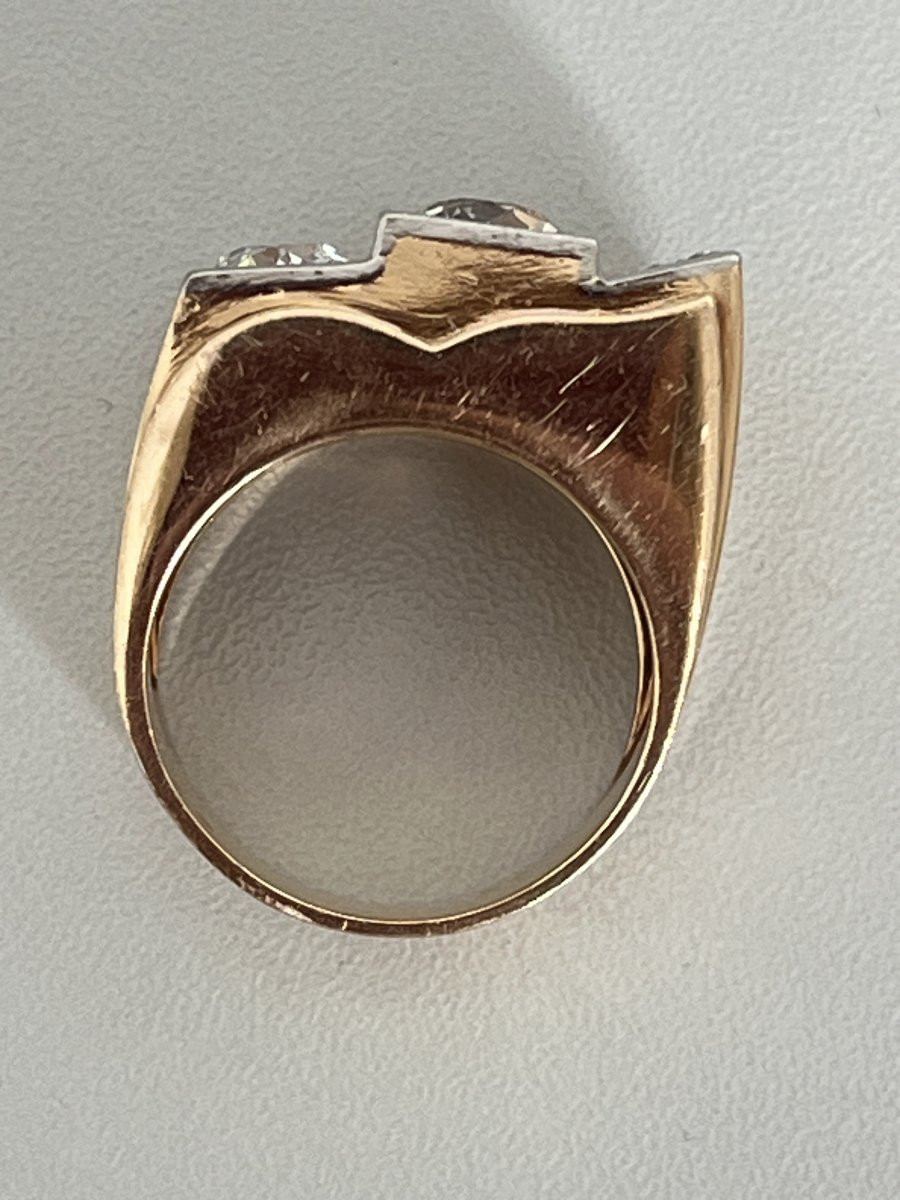 6757- Bague Tank Or Jaune Platine Diamants 1,70 ct-photo-4