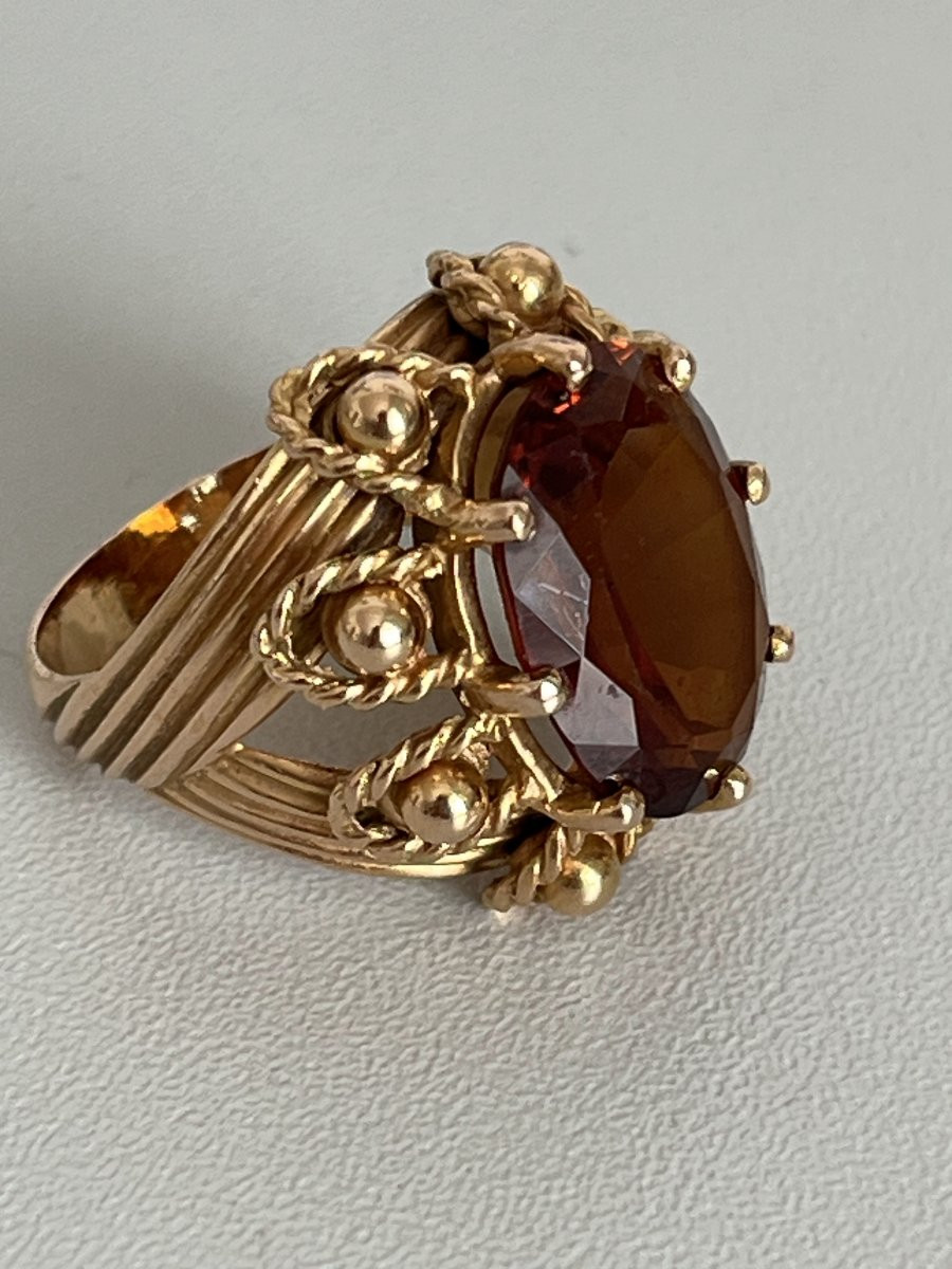6779- Vintage Yellow Gold Citrine Ring-photo-1