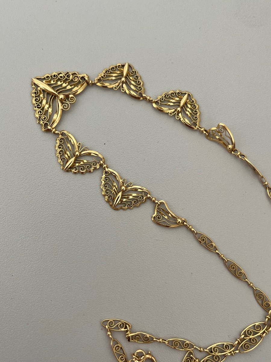 6780- Antique Yellow Gold Drapery Necklace-photo-2