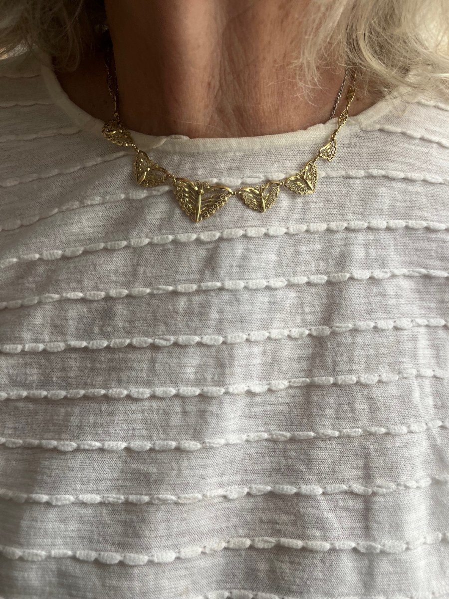 6780- Antique Yellow Gold Drapery Necklace-photo-4