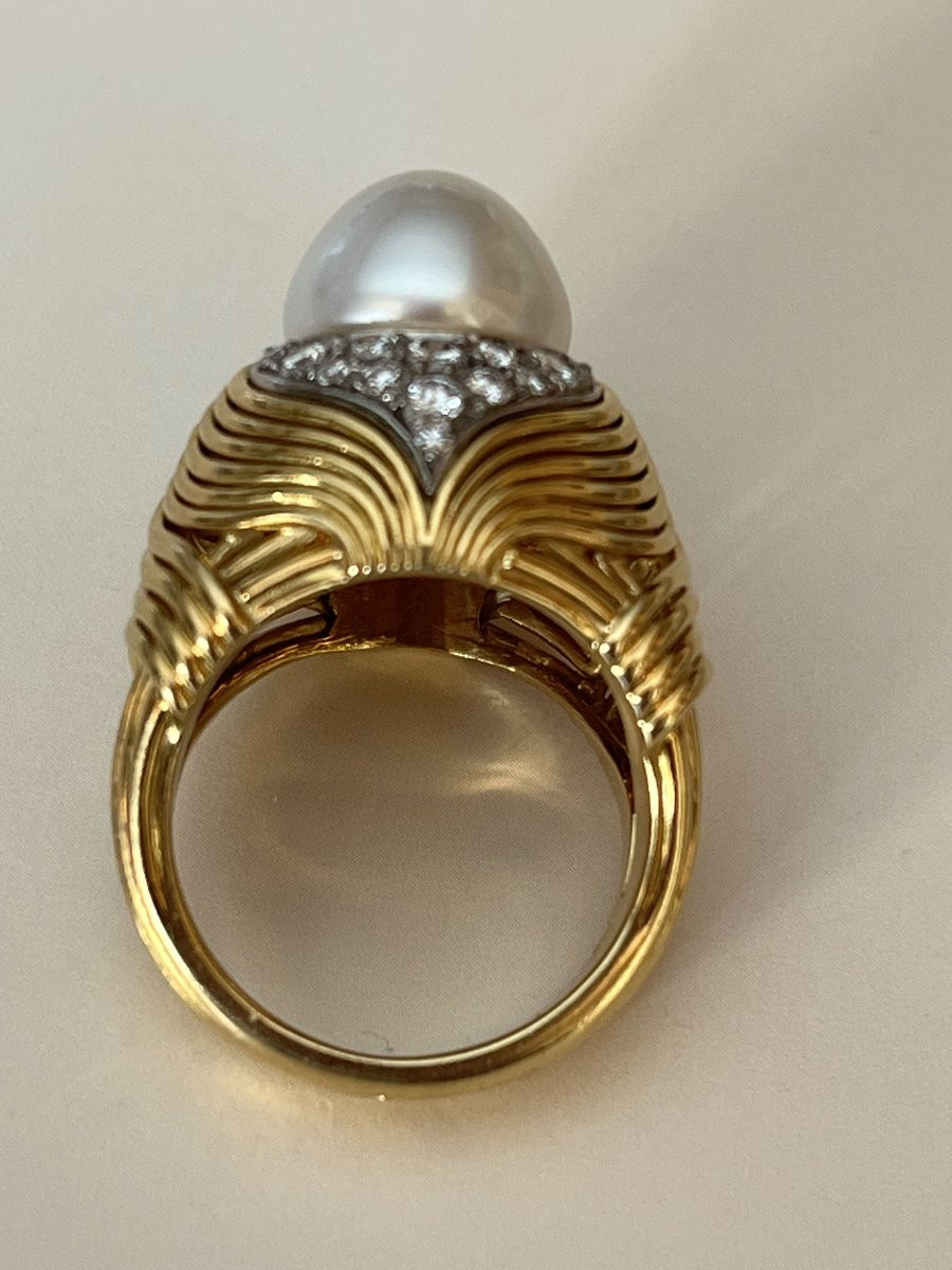 5379- Yellow Gold Dome Earrings With Godronné-photo-2