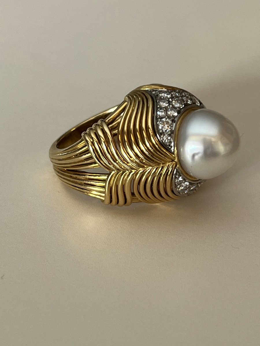 5379- Yellow Gold Dome Earrings With Godronné-photo-3