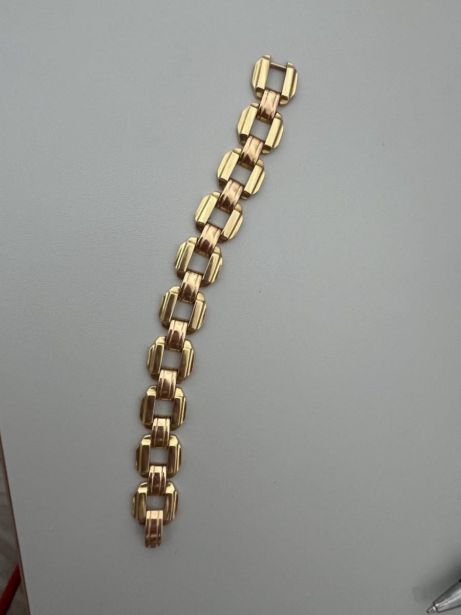 6661- Yellow Gold And Rose Gold Tank Bracelet 29 G