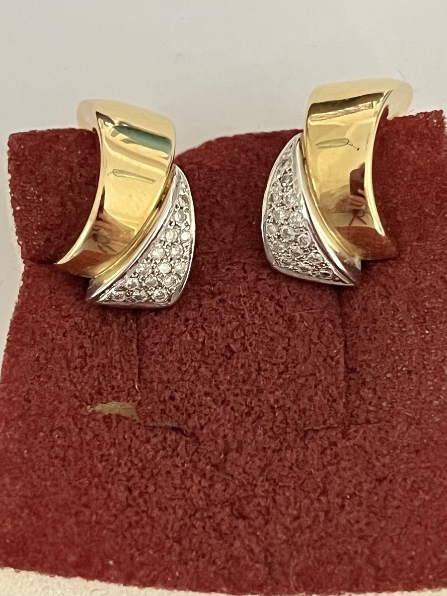 6799- Yellow Gold And White Gold Diamond Earrings