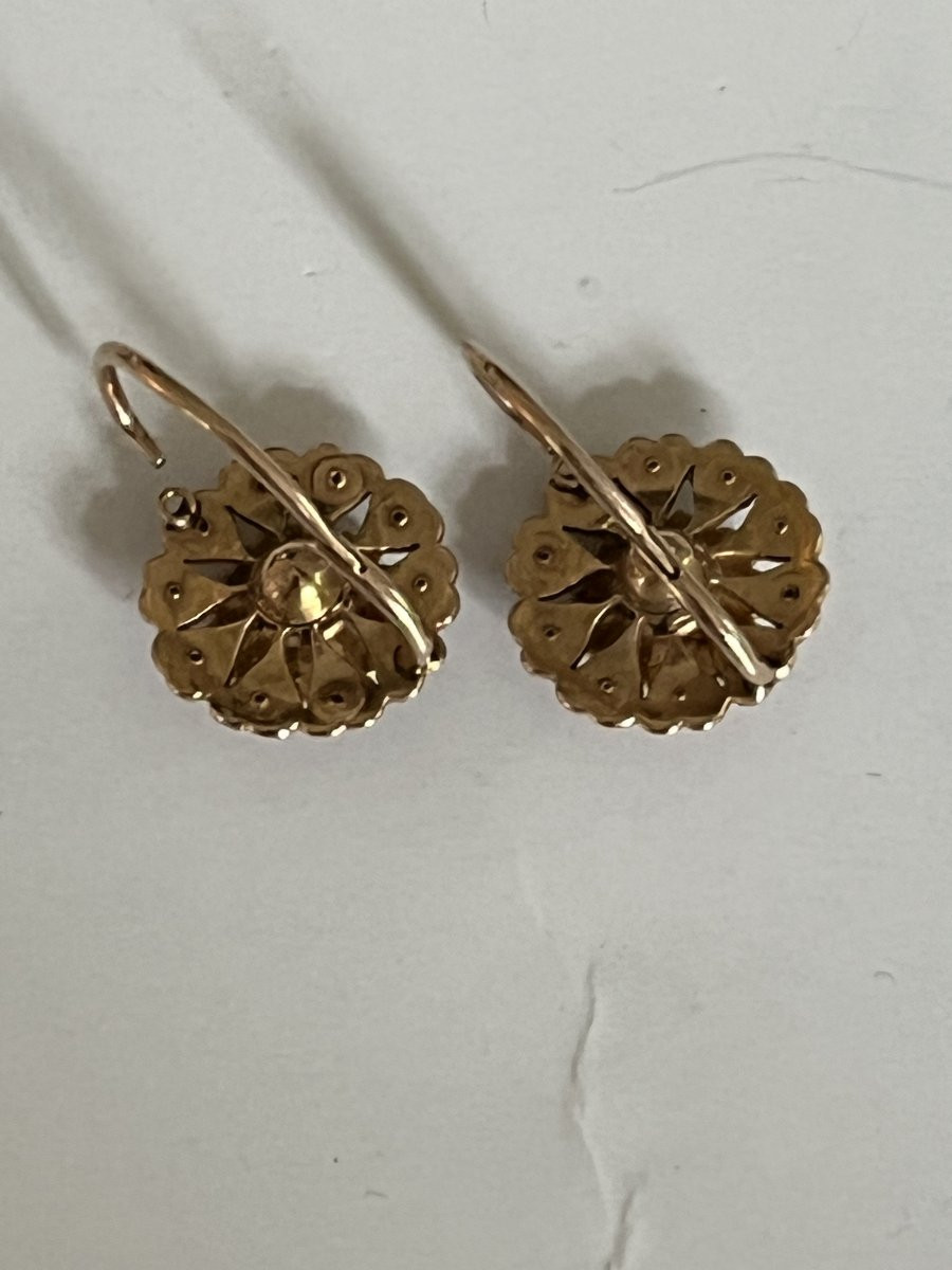 6800- Yellow Gold Pearl Sleeper Earrings Late 19th Century-photo-3