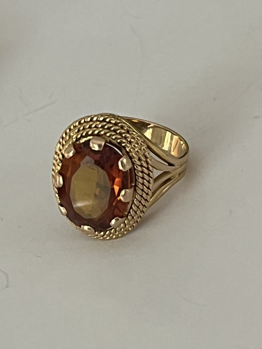 6801- Yellow Gold Braided Tourmaline Ring-photo-1