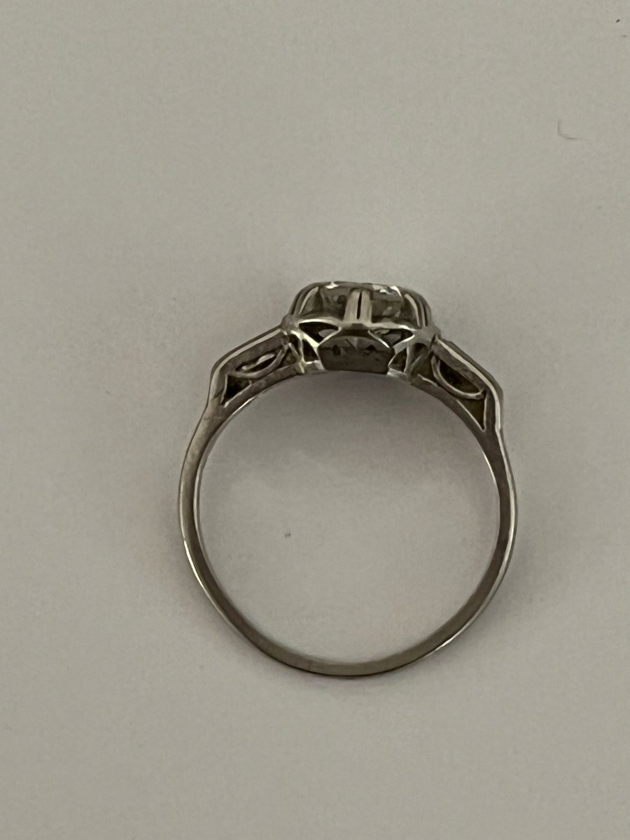 6845- Bague Solitaire Platine Diamant 1,00 ct Epoque Art Deco-photo-4