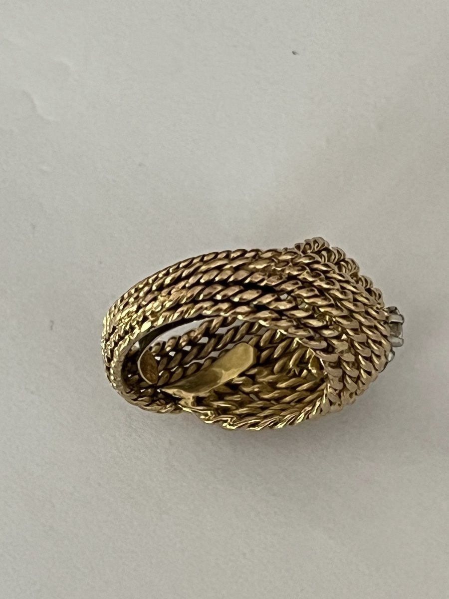 6866- Twisted Yellow Gold Wire Diamond Ring-photo-3