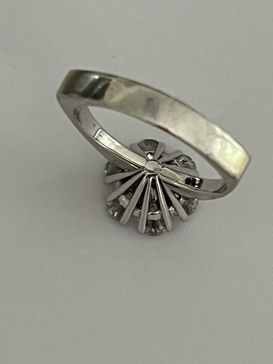 6676- White Gold Flower Ring With 1.45 Ct Diamonds-photo-2
