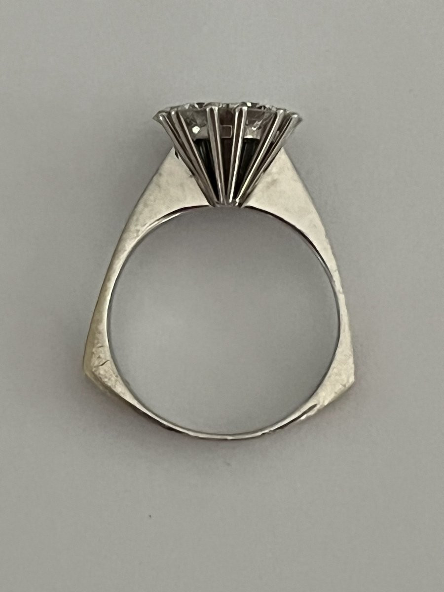 6676- White Gold Flower Ring With 1.45 Ct Diamonds-photo-3