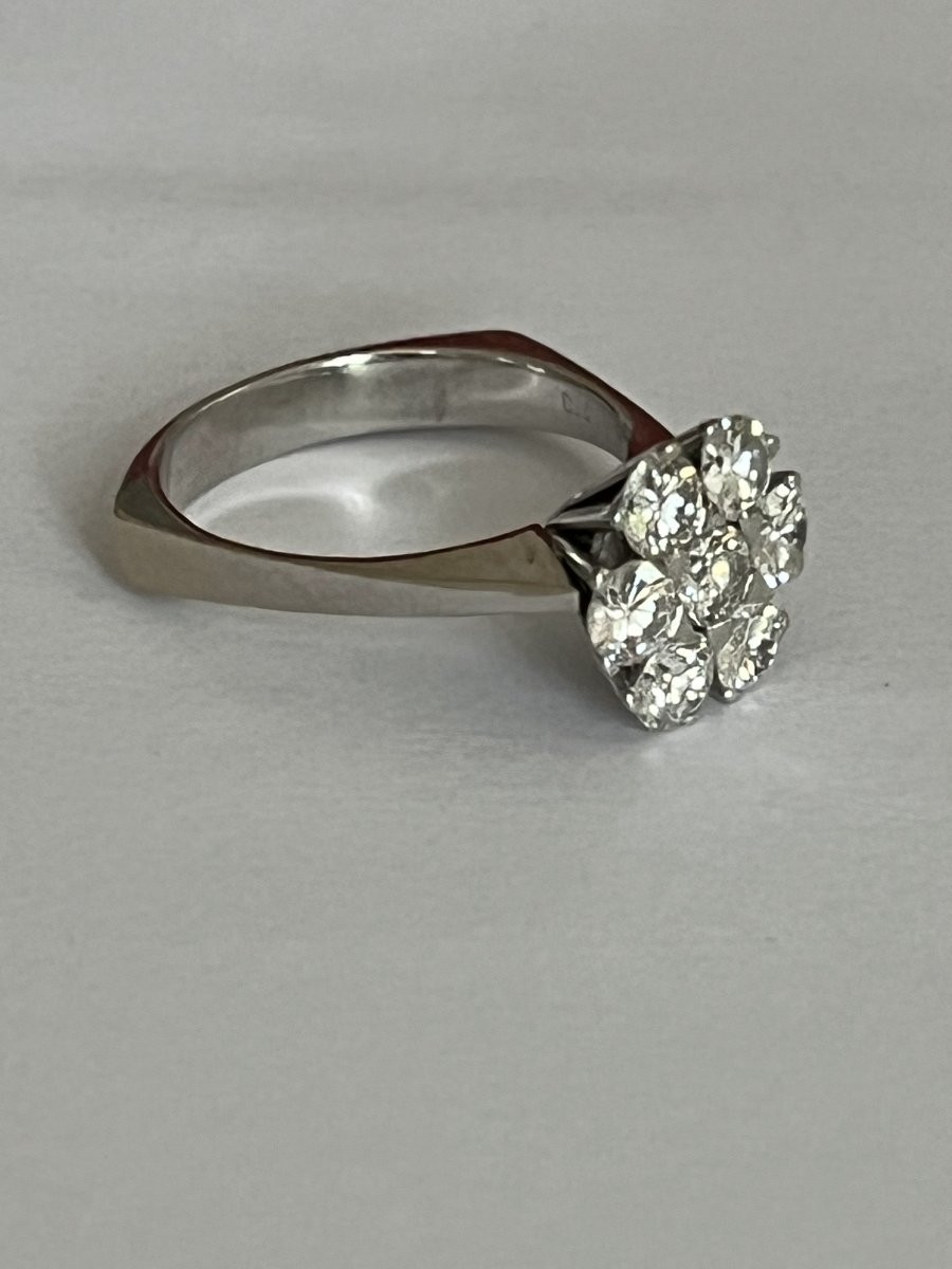 6676- White Gold Flower Ring With 1.45 Ct Diamonds-photo-4
