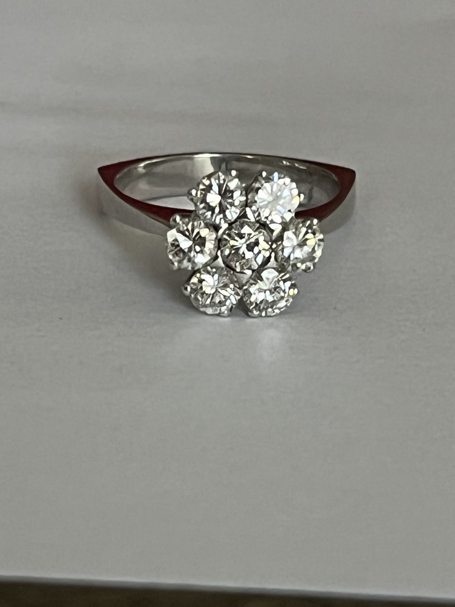 6676- White Gold Flower Ring With 1.45 Ct Diamonds