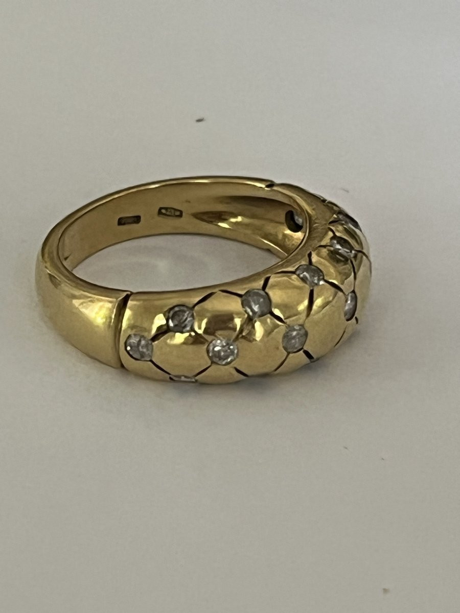 6835- Yellow Gold Diamond Quilted Ring-photo-4