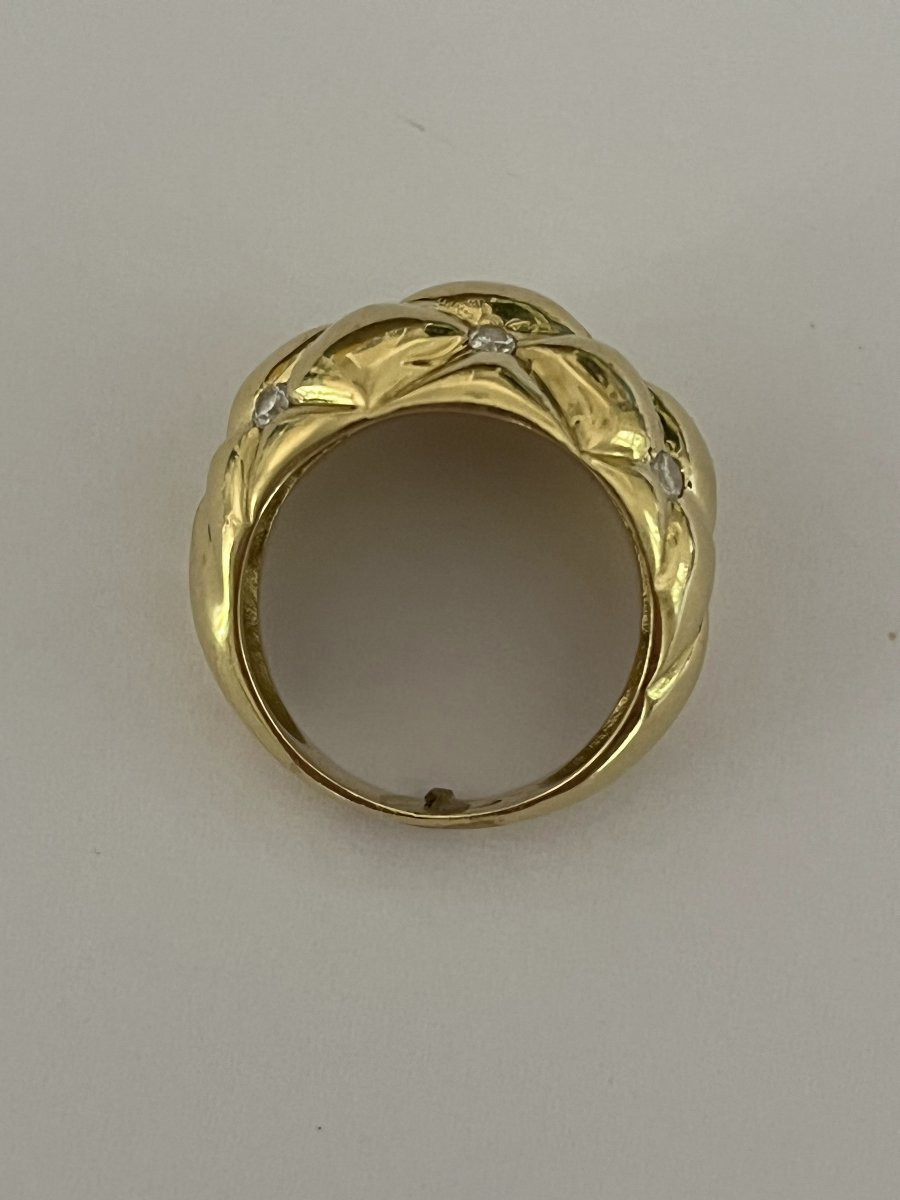 6836- Yellow Gold Diamond Quilted Ring-photo-2