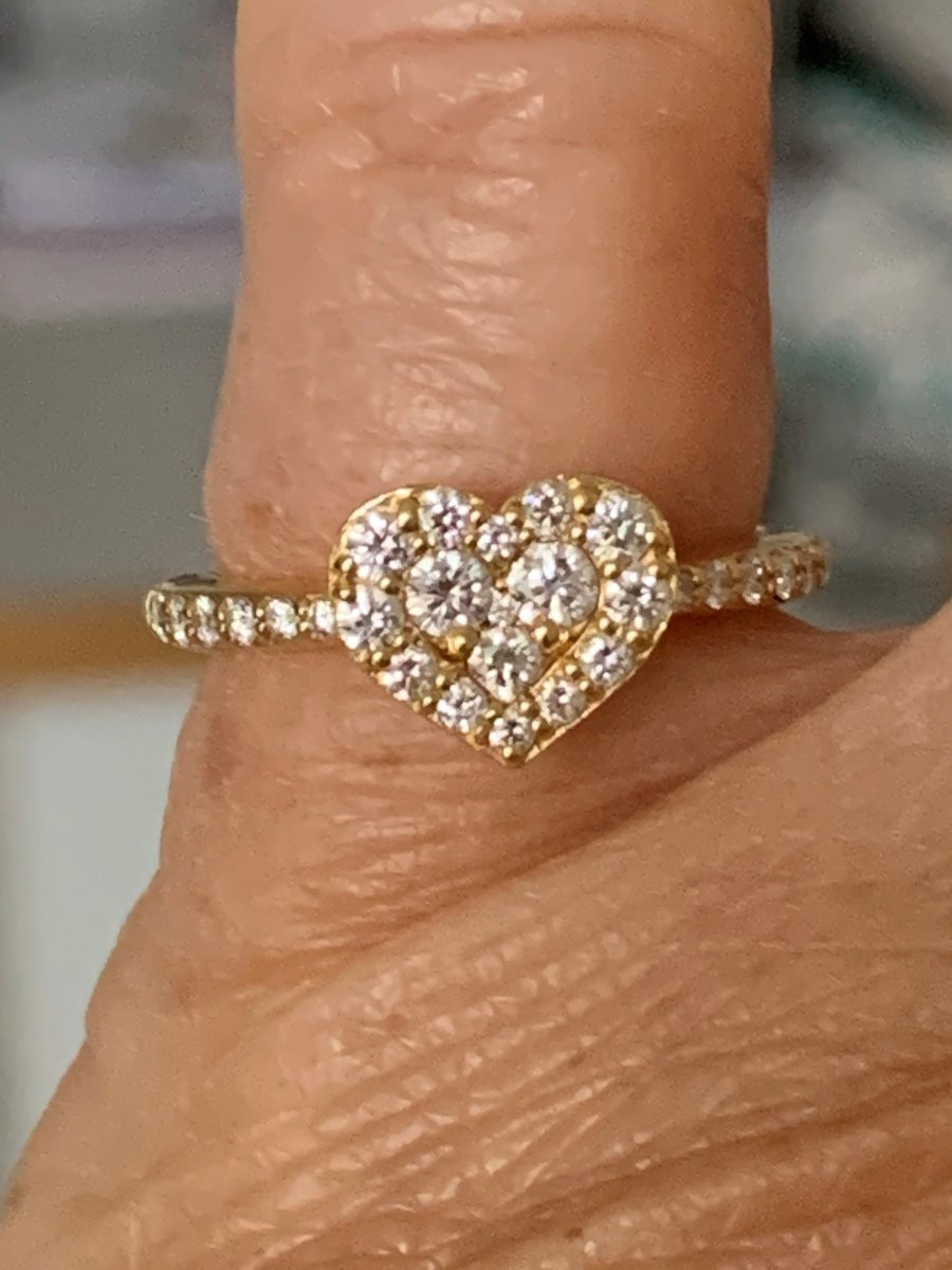 2116- Ponte Vecchio Heart Ring Yellow Gold Diamonds-photo-3