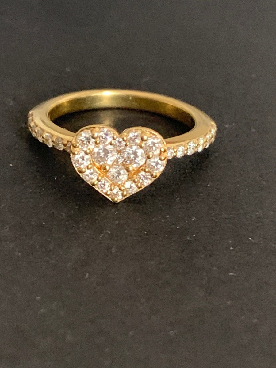 2116- Ponte Vecchio Heart Ring Yellow Gold Diamonds