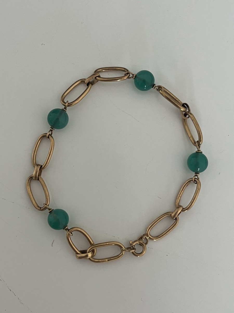6944- Bracelet Or Jaune Chrysoprases