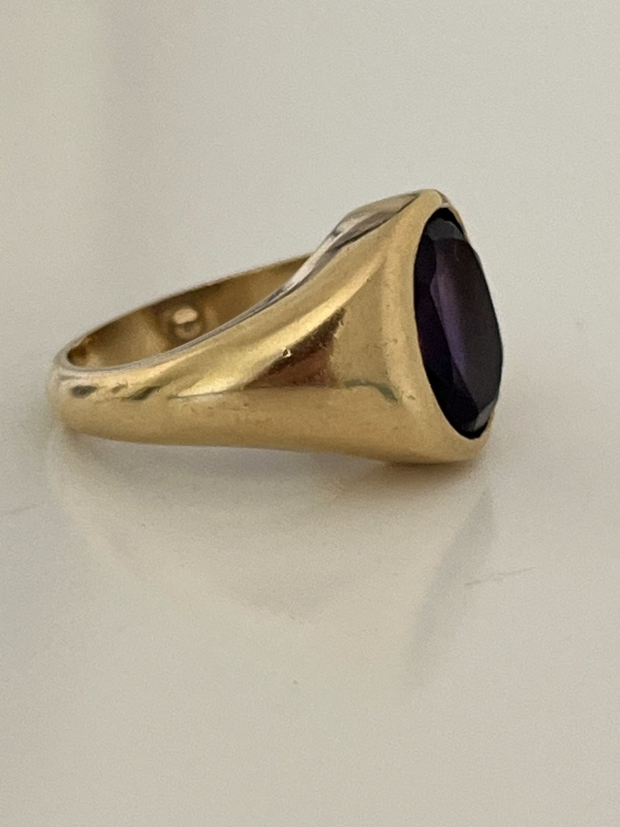 6961- Yellow Gold Amethyst Diamond Designer Ring-photo-3