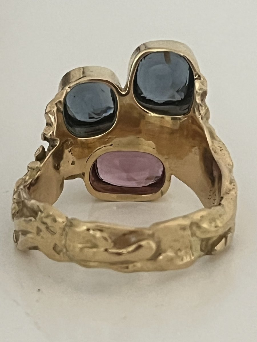6972- Bague de Créateur Or Jaune Topazes Années 1970-photo-2