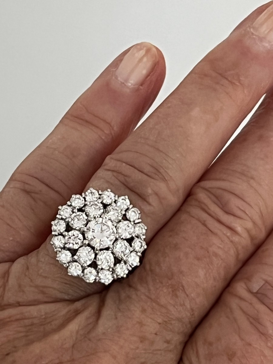 6960-important Flower Ring White Gold Diamonds 2.00 Ct-photo-1