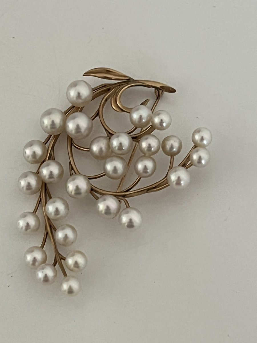 6965A- Broche Or Jaune Perles Akoya-photo-3