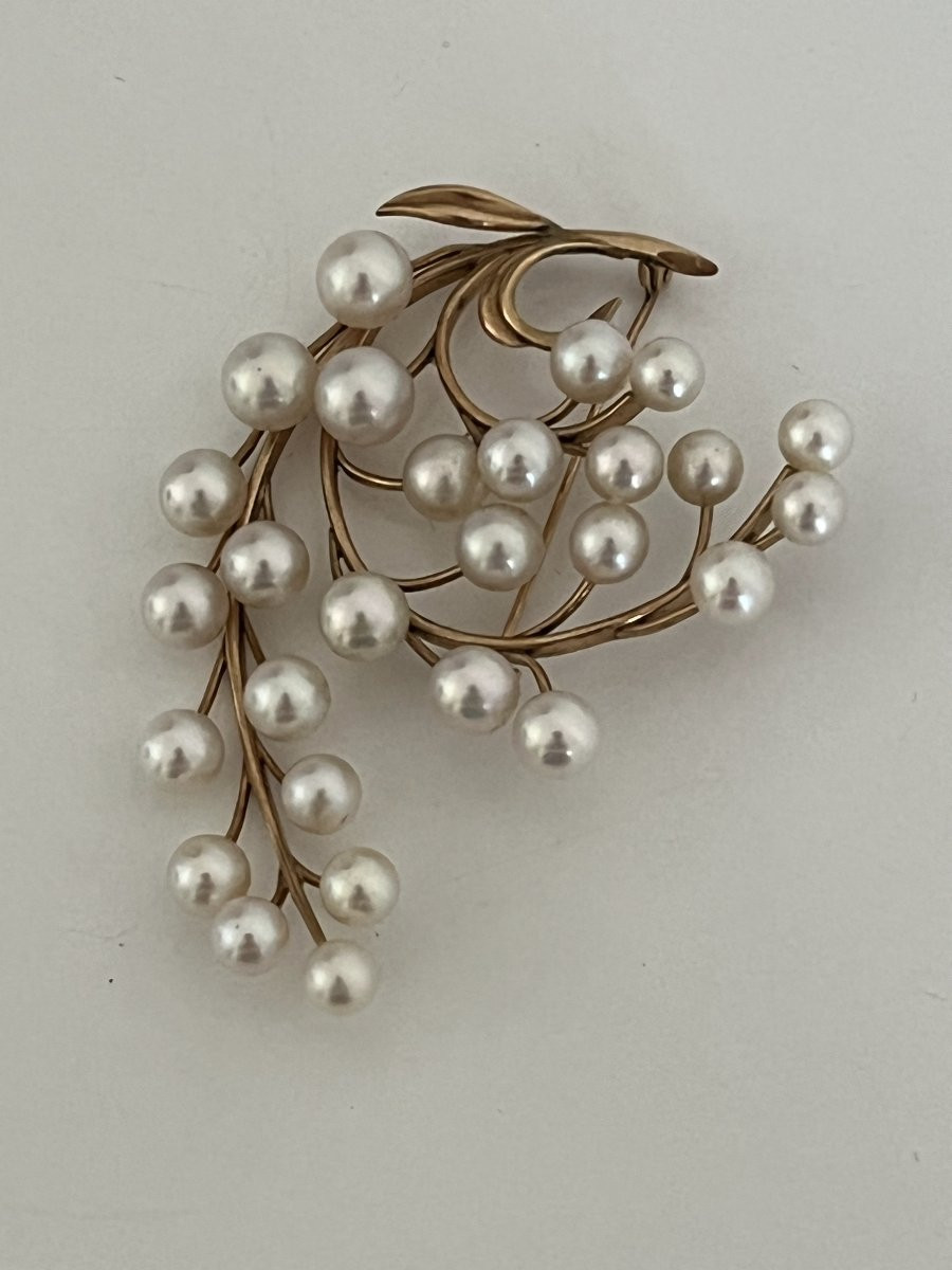 6965A- Broche Or Jaune Perles Akoya-photo-4