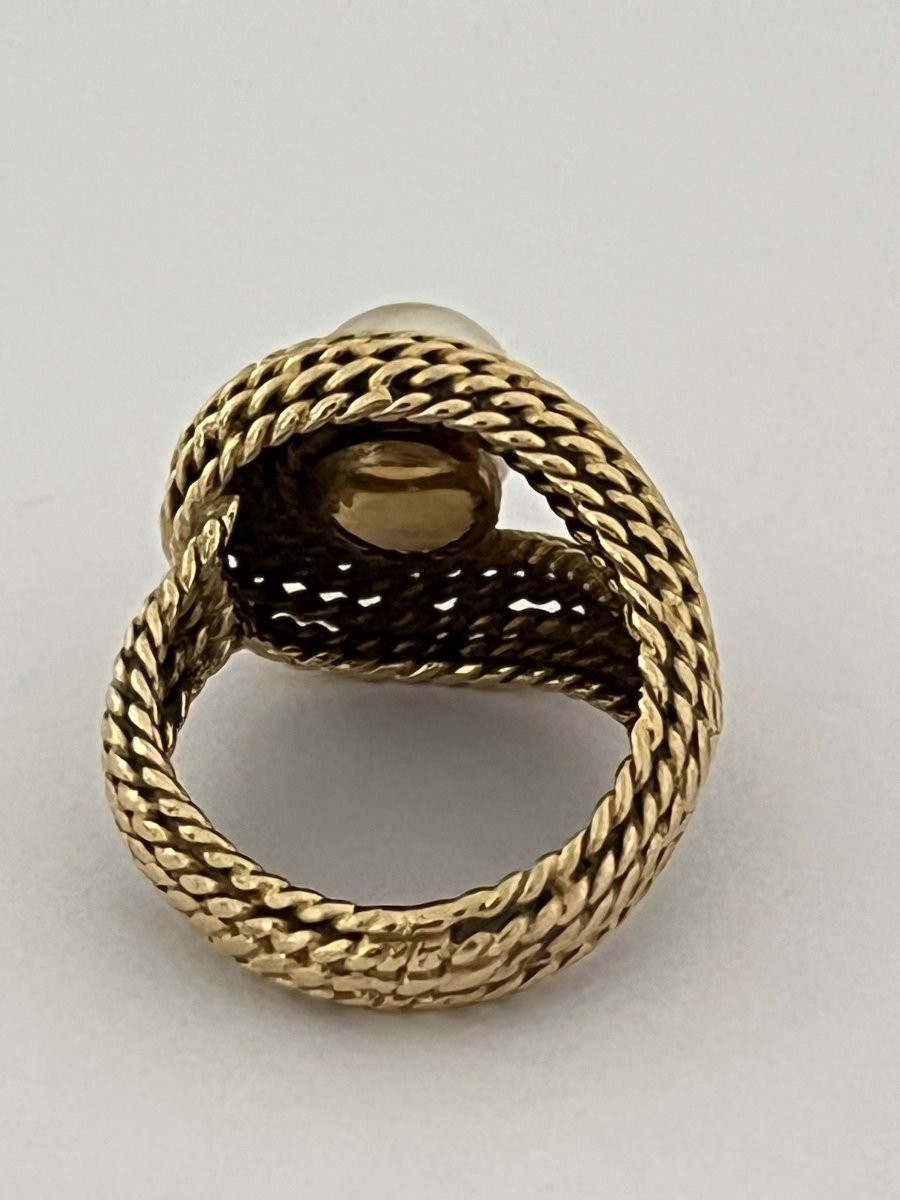 7003- Yellow Gold Thread Ring With Akoya Pearl-photo-4