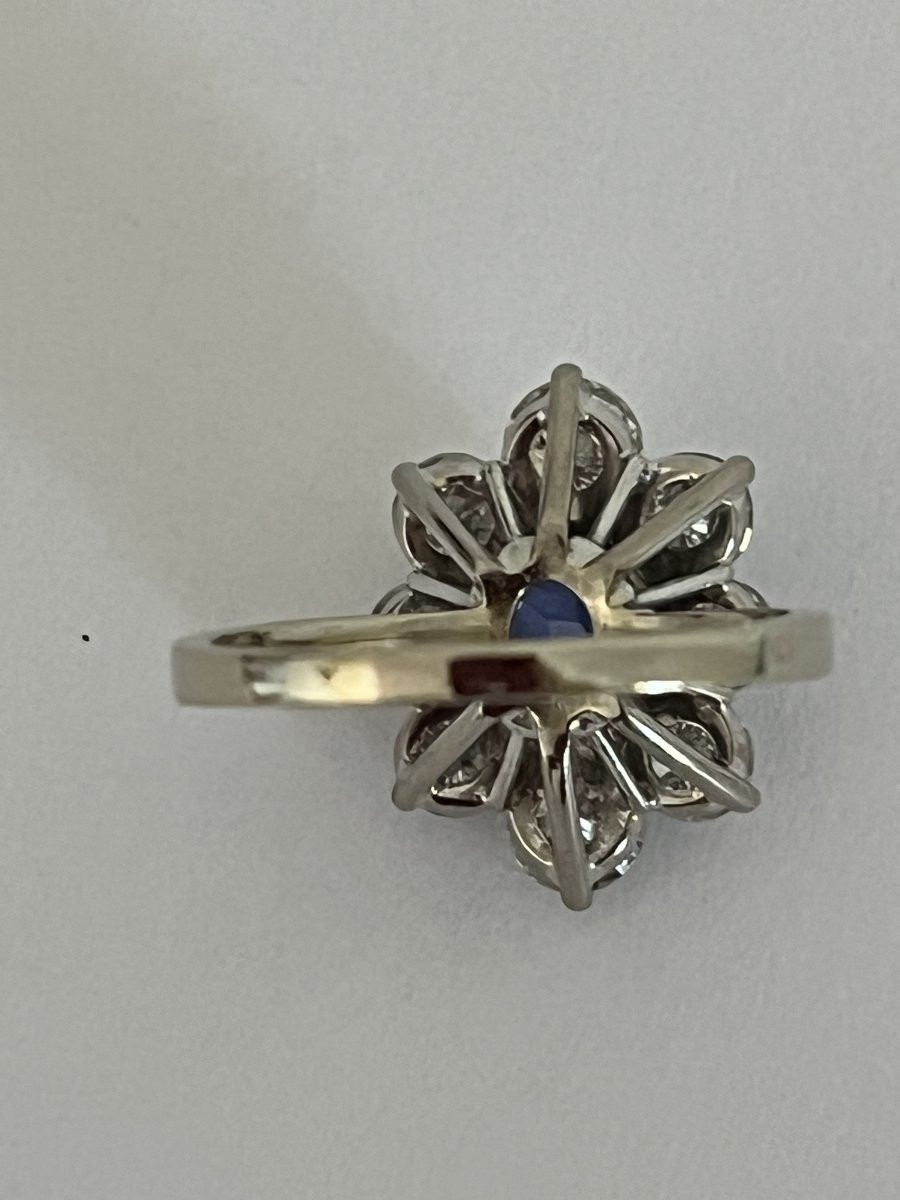 7035- Unheated Ceylon Sapphire And Diamond White Gold Ring-photo-3