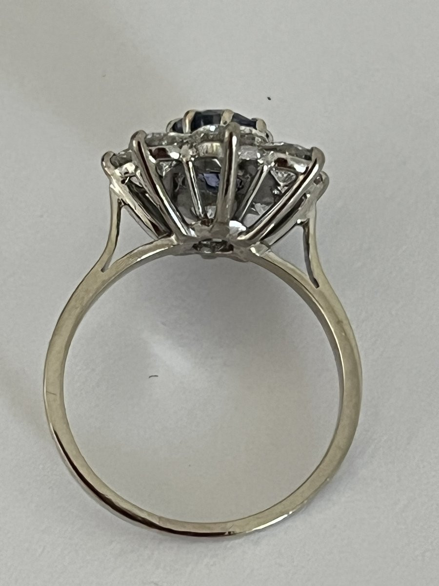 7035- Unheated Ceylon Sapphire And Diamond White Gold Ring-photo-4