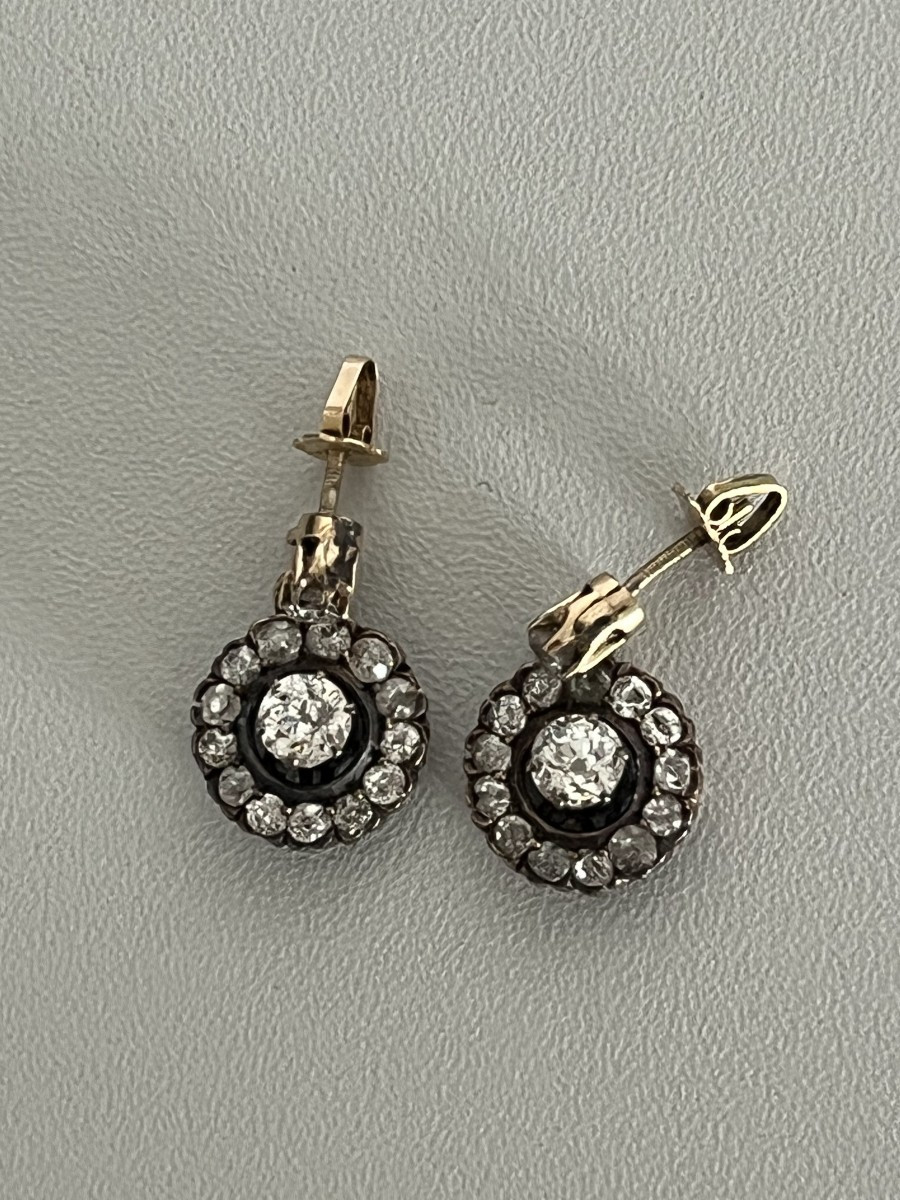 6771- Antique Yellow Gold Diamond Earrings