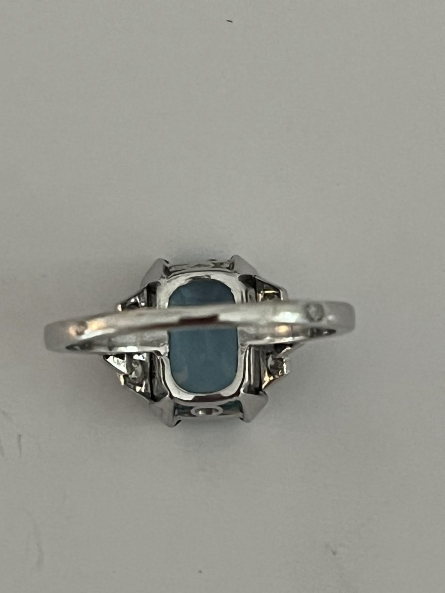 6802- Platinum Aquamarine Ring 4.00 Ct Diamonds-photo-3