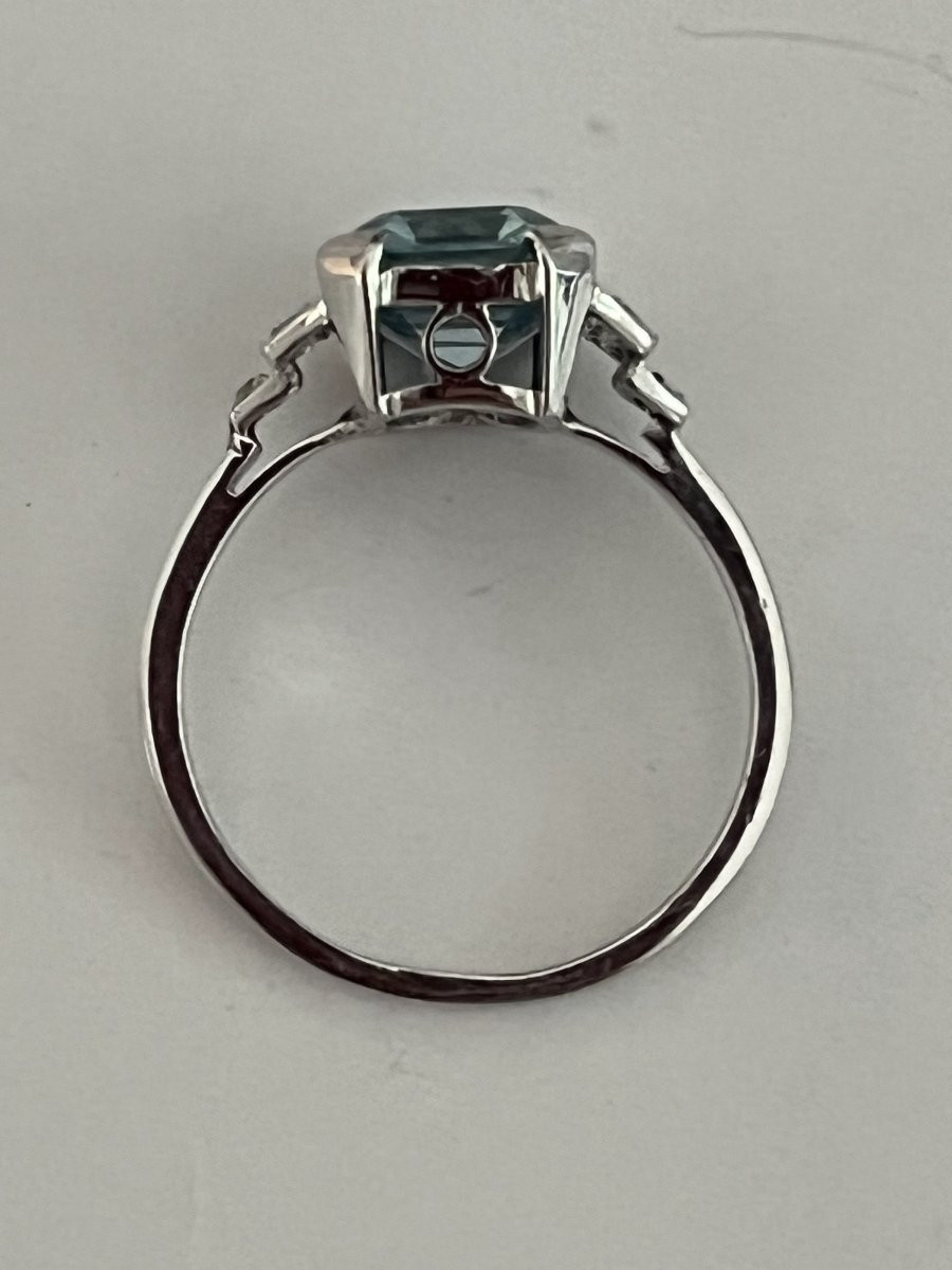 6802- Platinum Aquamarine Ring 4.00 Ct Diamonds-photo-4