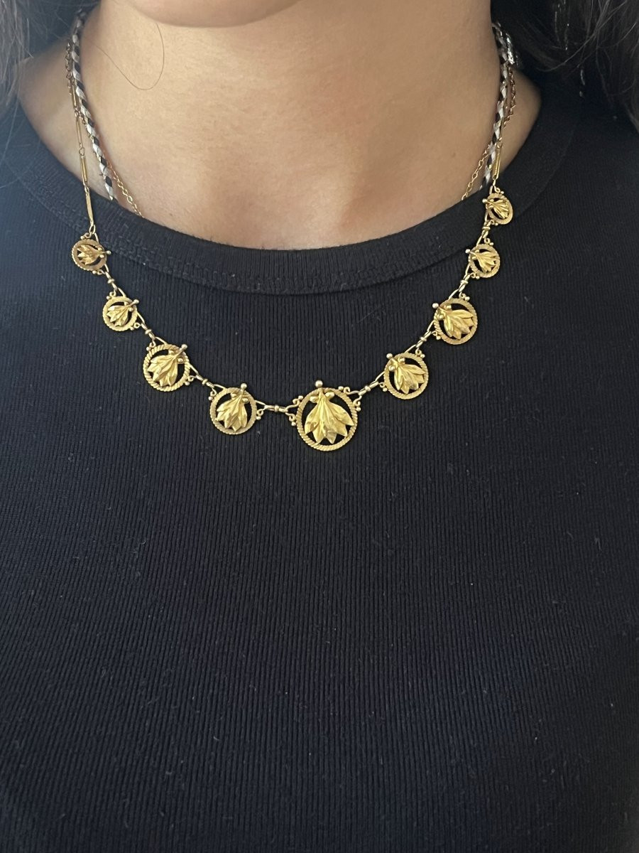 6805- Antique Yellow Gold Drapery Necklace-photo-2