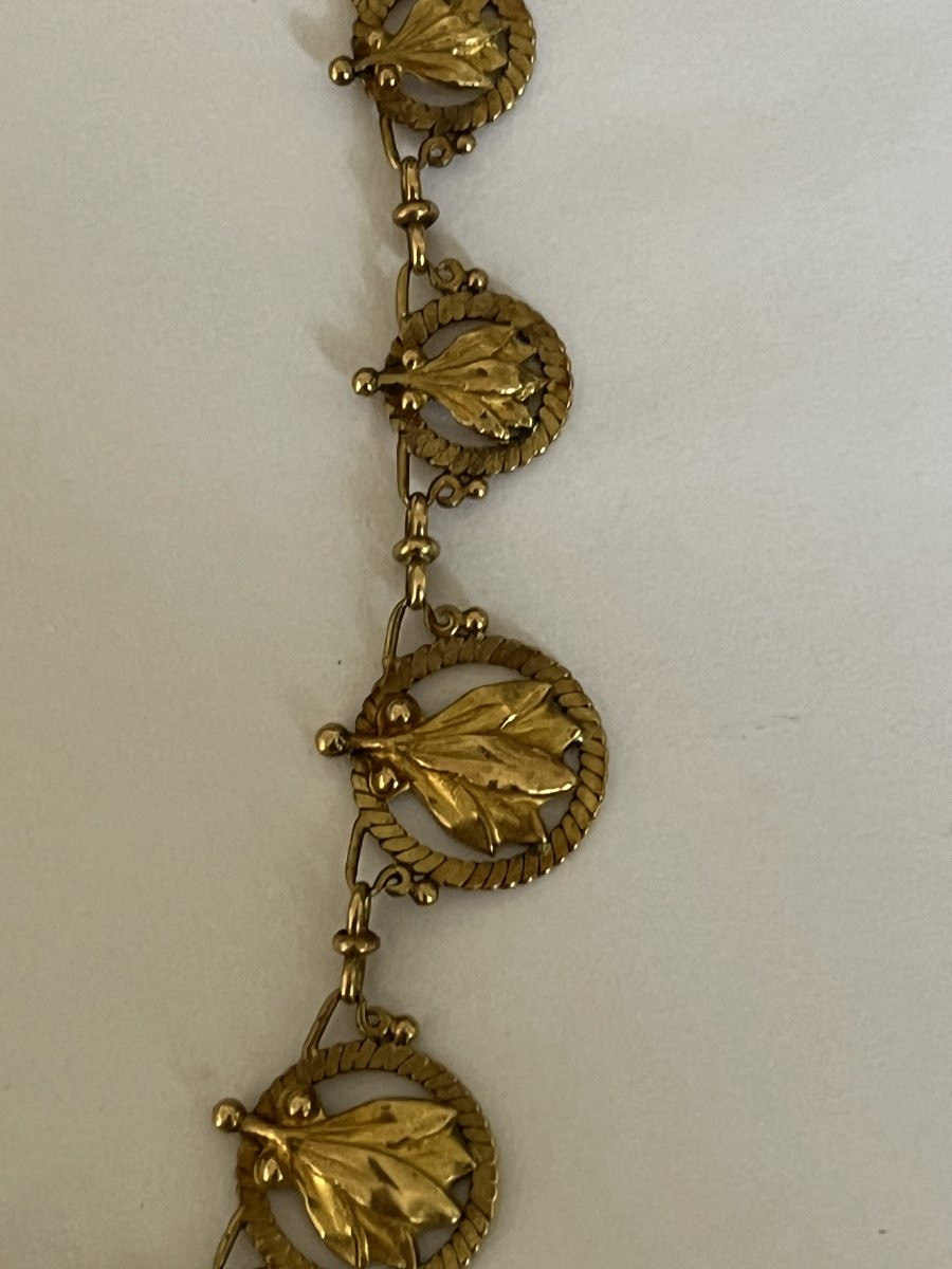 6805- Antique Yellow Gold Drapery Necklace-photo-4