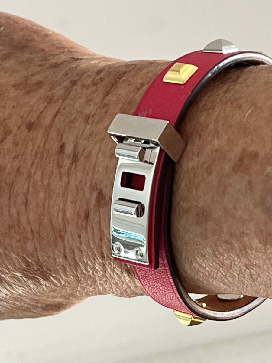 6841- Hermès Red Leather Bracelet-photo-3