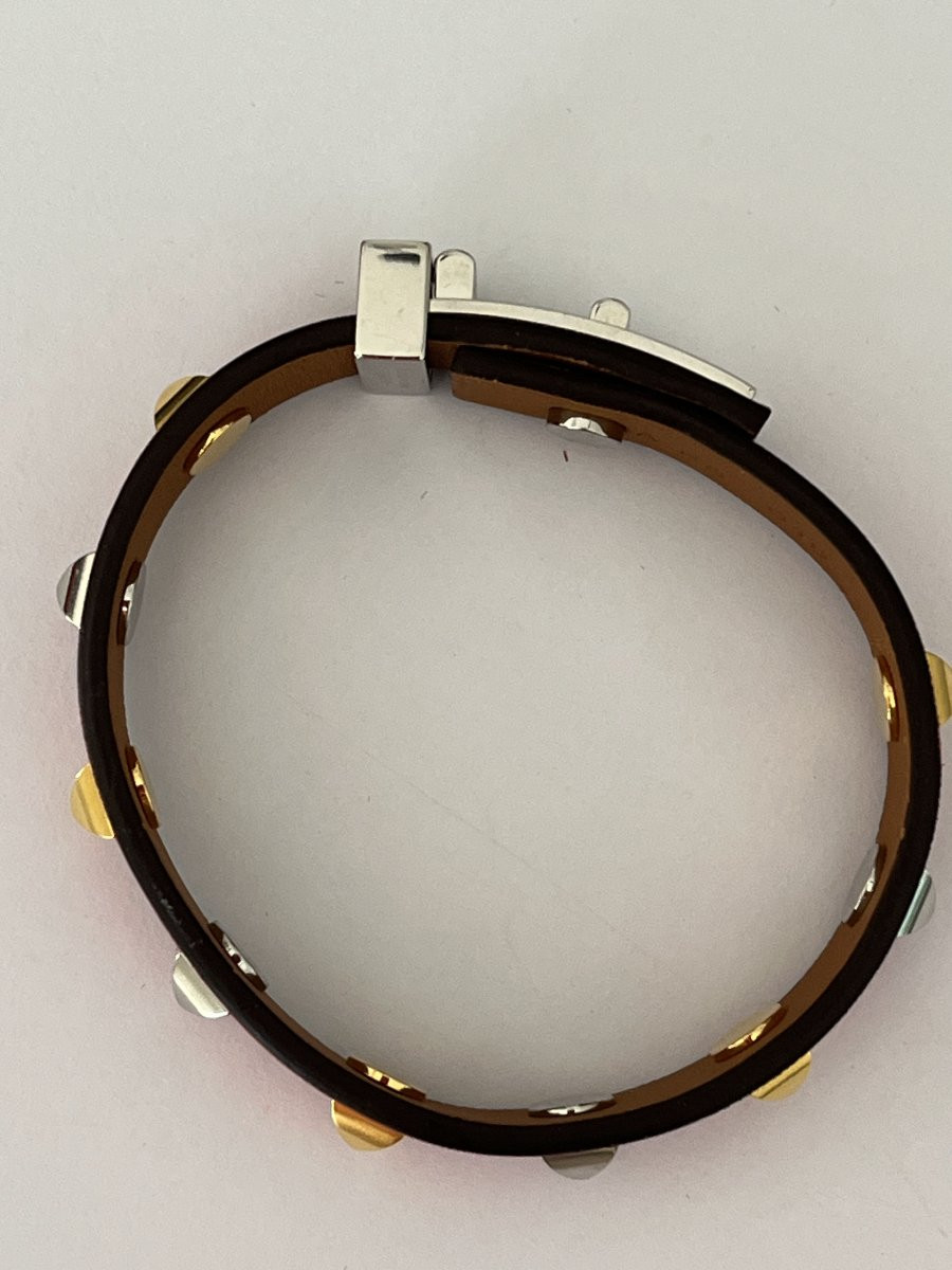 6841- Hermès Red Leather Bracelet-photo-4