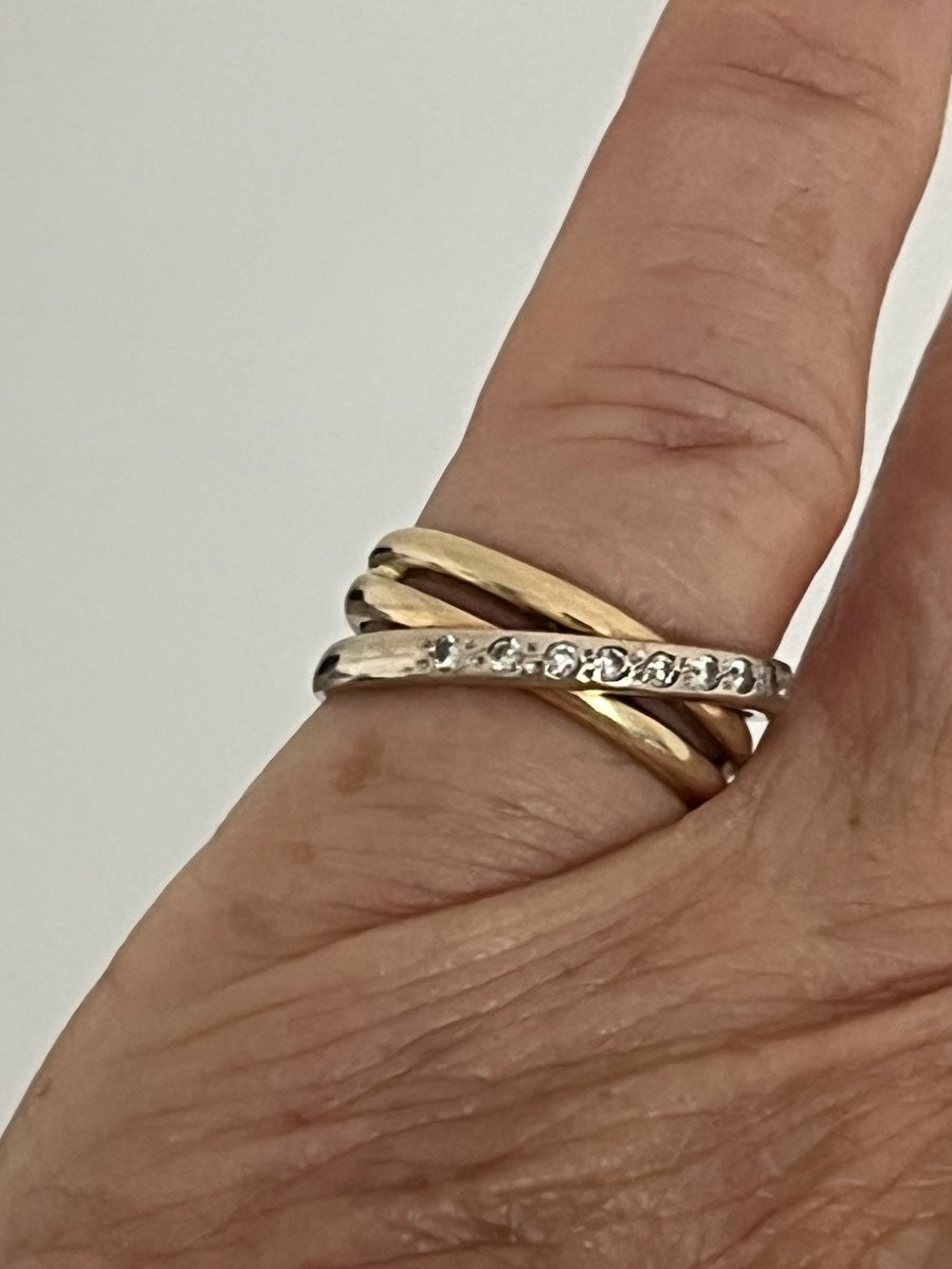 6850- 3 Ring Yellow Gold Diamonds-photo-2