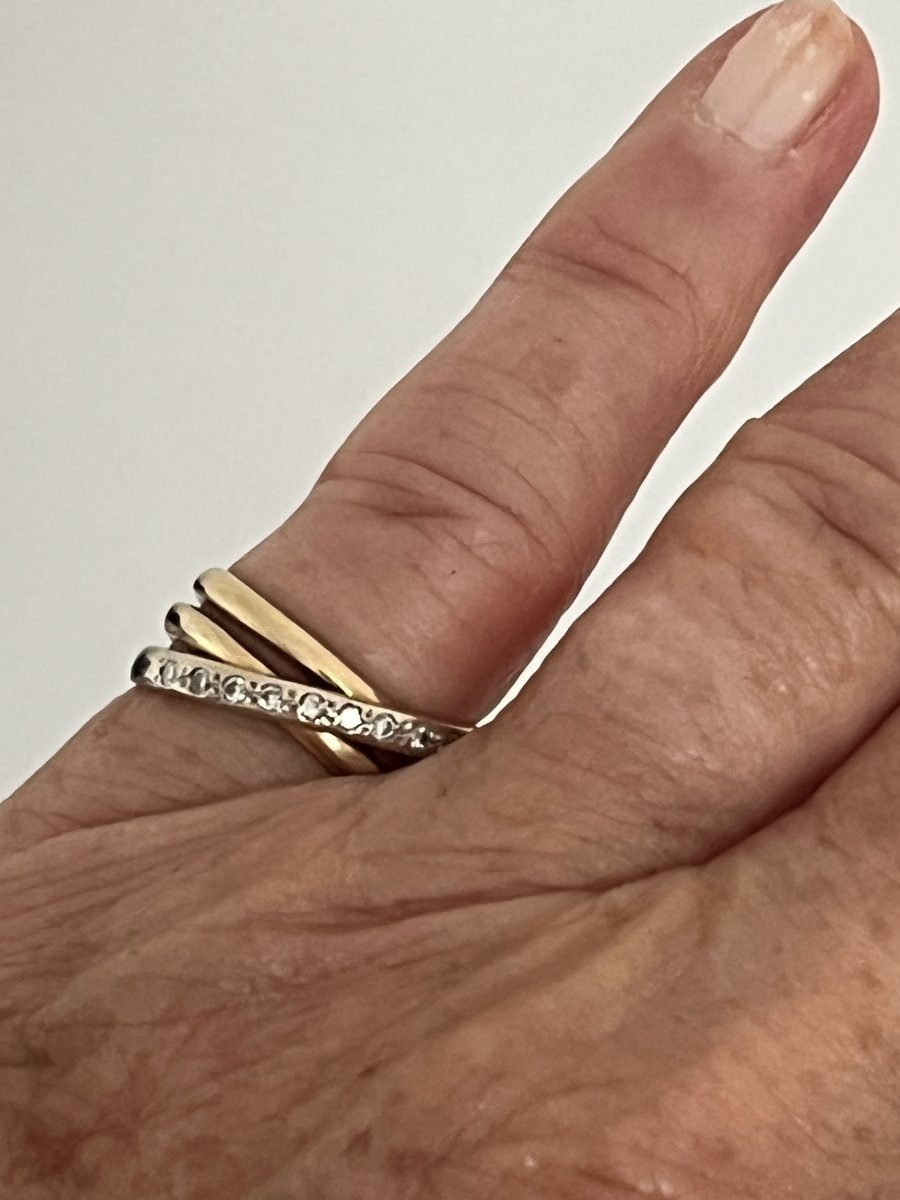 6850- 3 Ring Yellow Gold Diamonds-photo-3