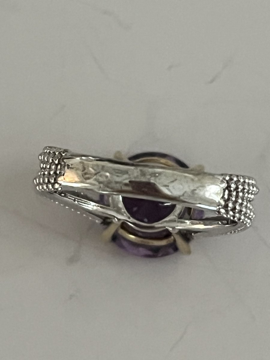6915- Mauboussin Ritournelle Ring White Gold Silver Amethyst-photo-2