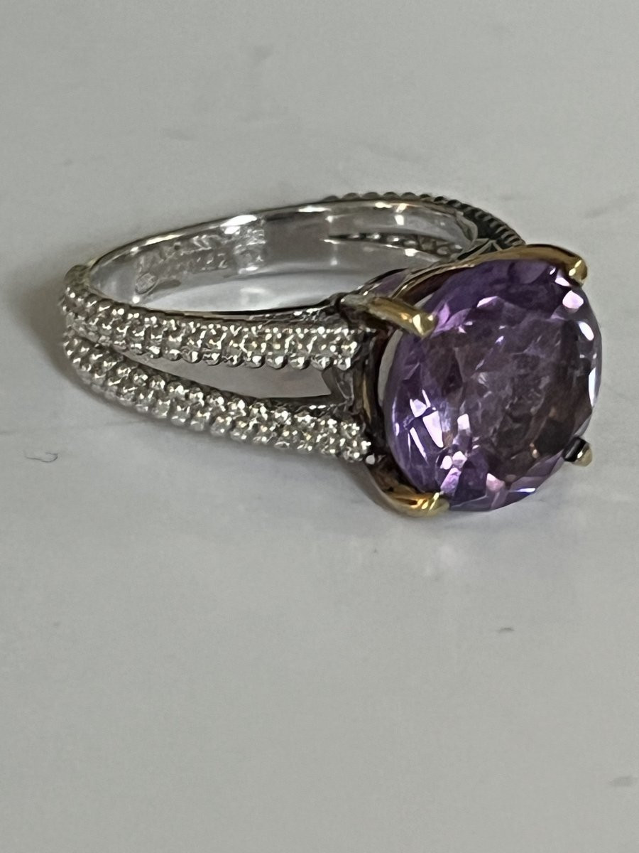 6915- Mauboussin Ritournelle Ring White Gold Silver Amethyst-photo-4