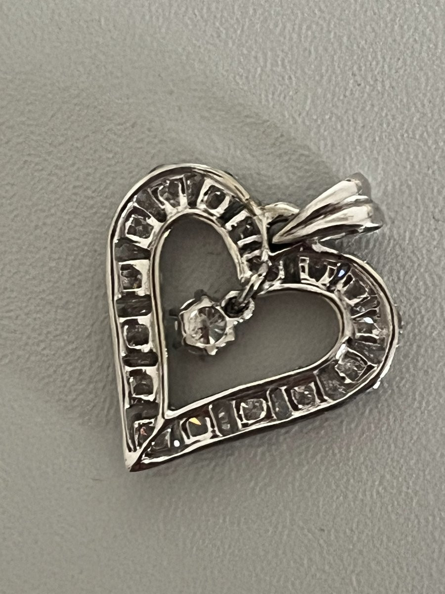 6941- White Gold Heart Pendant With Diamonds 1.80 Ct-photo-2