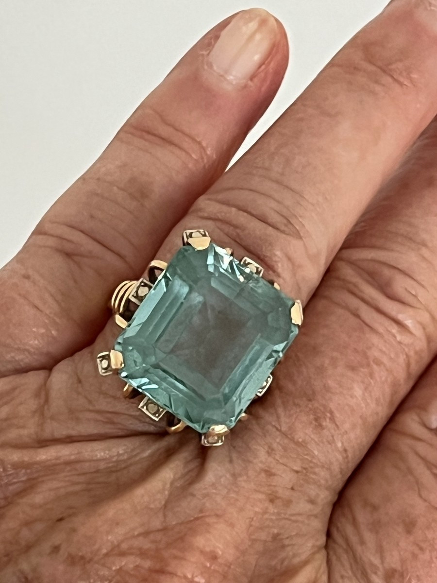 6958- Yellow Gold Tourmaline Cocktail Ring-photo-1