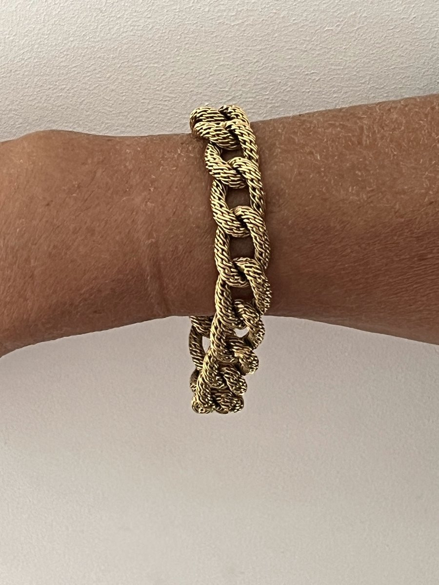 4585- Bracelet Or Jaune Maille Tressée-photo-1