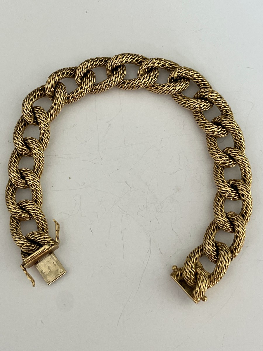 4585- Bracelet Or Jaune Maille Tressée