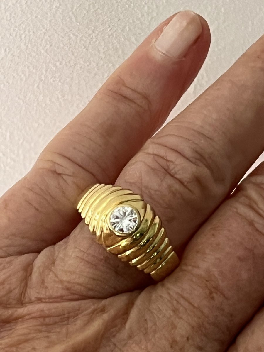 7023- Bague Dôme Or Jaune Diamant-photo-2