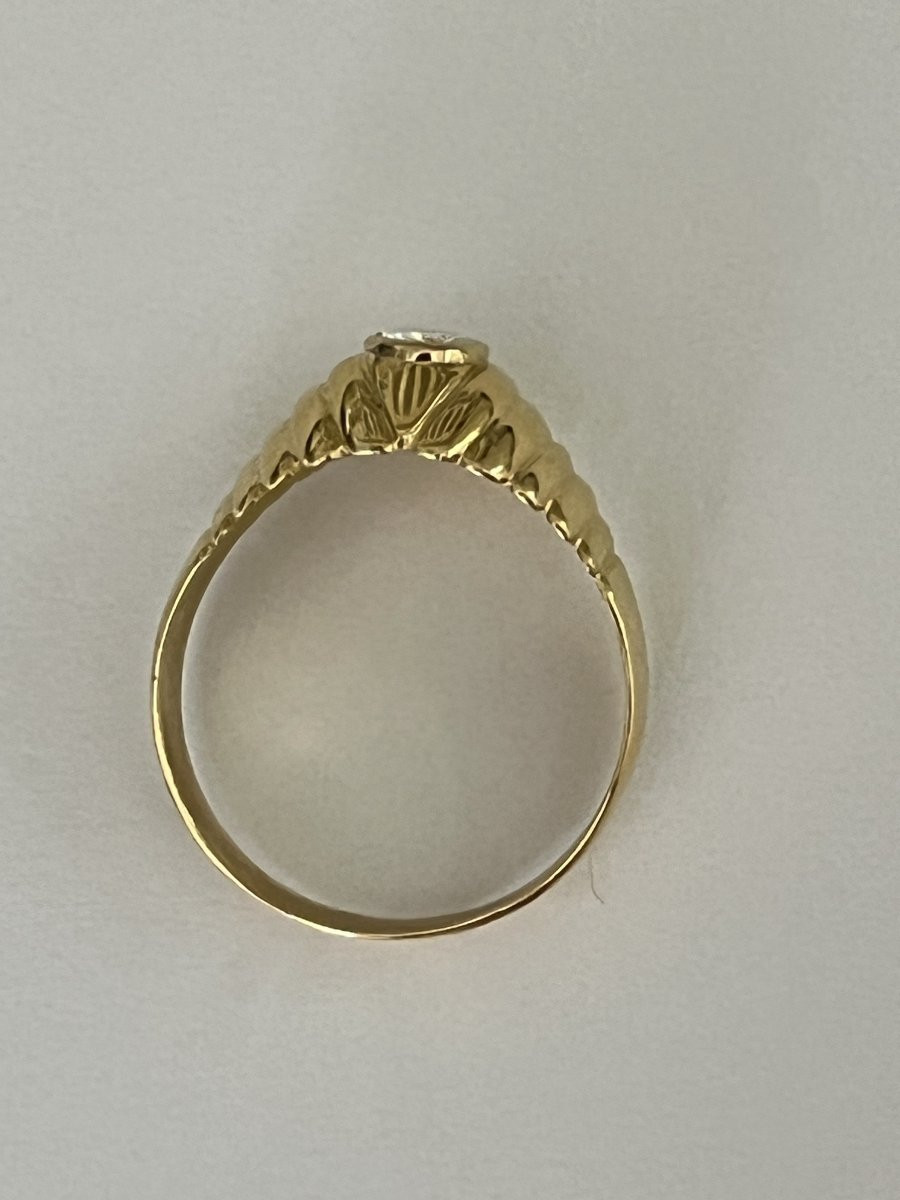 7023- Bague Dôme Or Jaune Diamant-photo-3