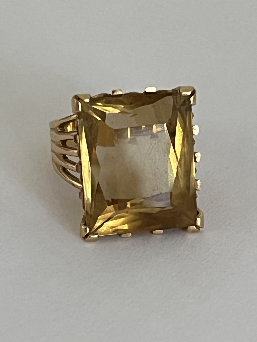 7019- Importante Bague Or Jaune Citrine