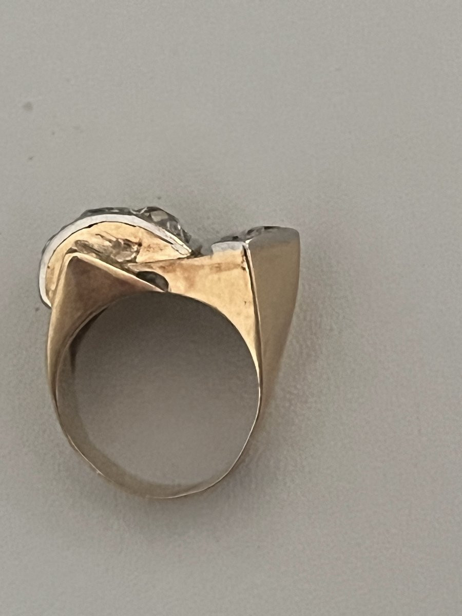 7063 - Tank Ring, Yellow Gold, Platinum, Diamonds-photo-3