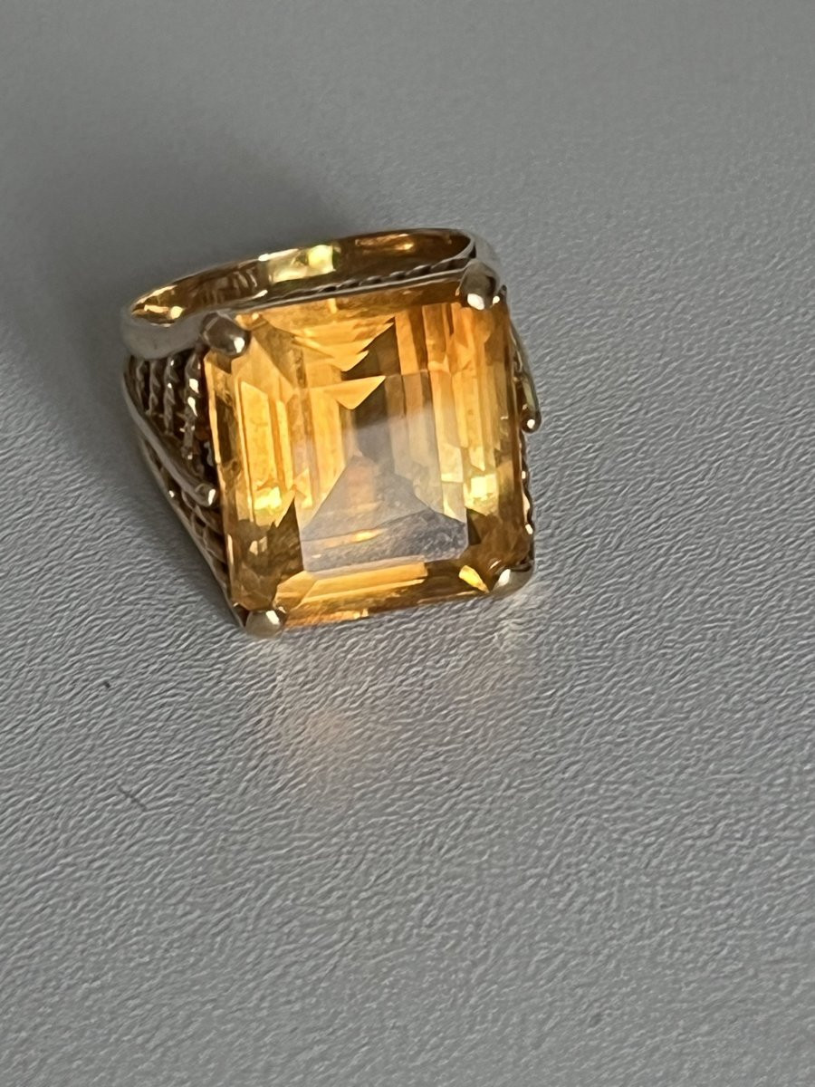 4042 - Vintage Yellow Gold Citrine Ring 14.00 Ct-photo-2